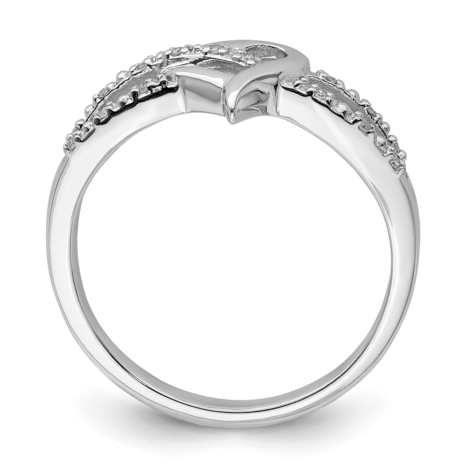 Sterling Silver Rhodium Plated Diamond Heart Ring Secondary image