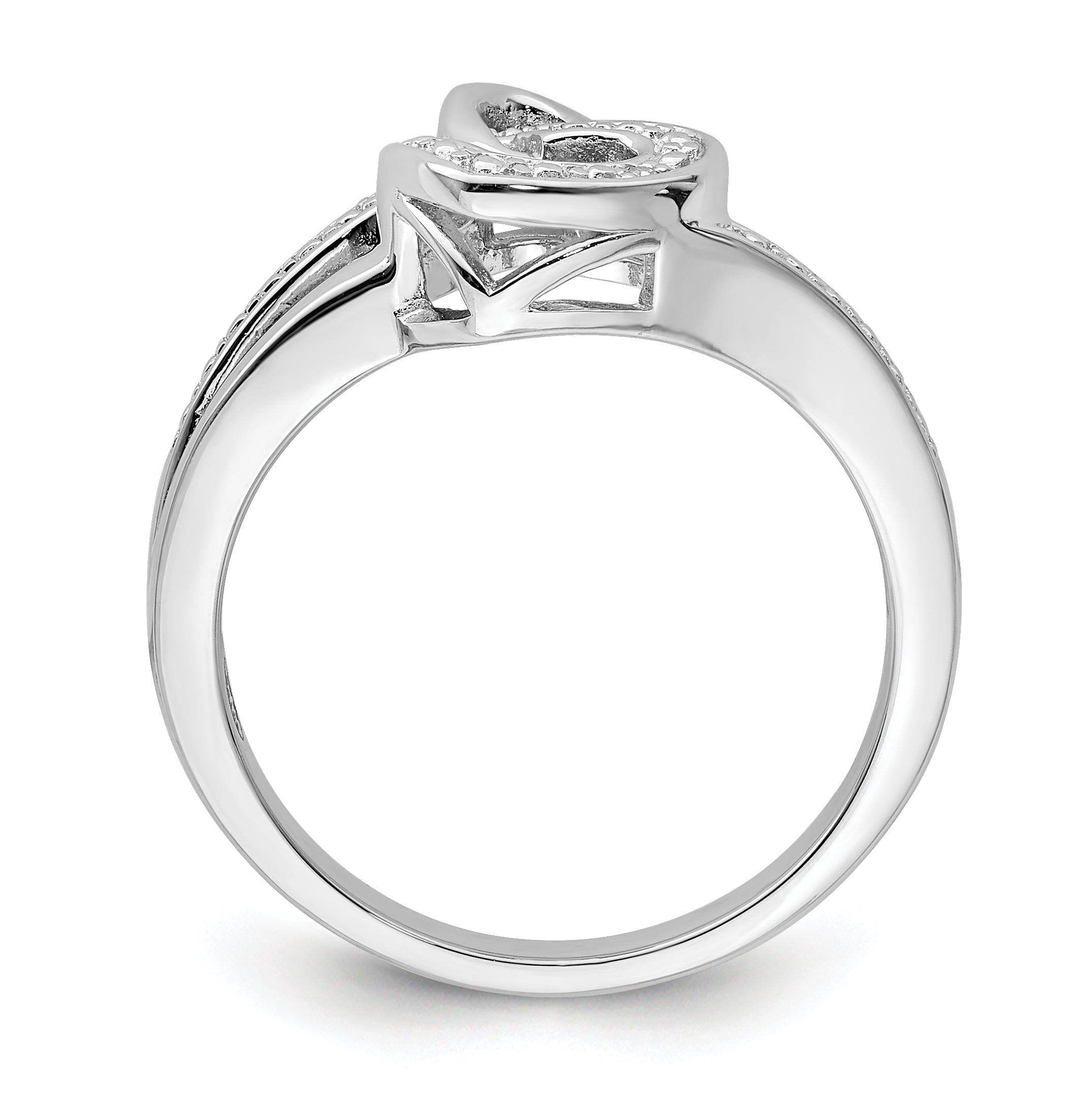 Sterling Silver Rhodium Plated Diamond Double Heart Ring Secondary image