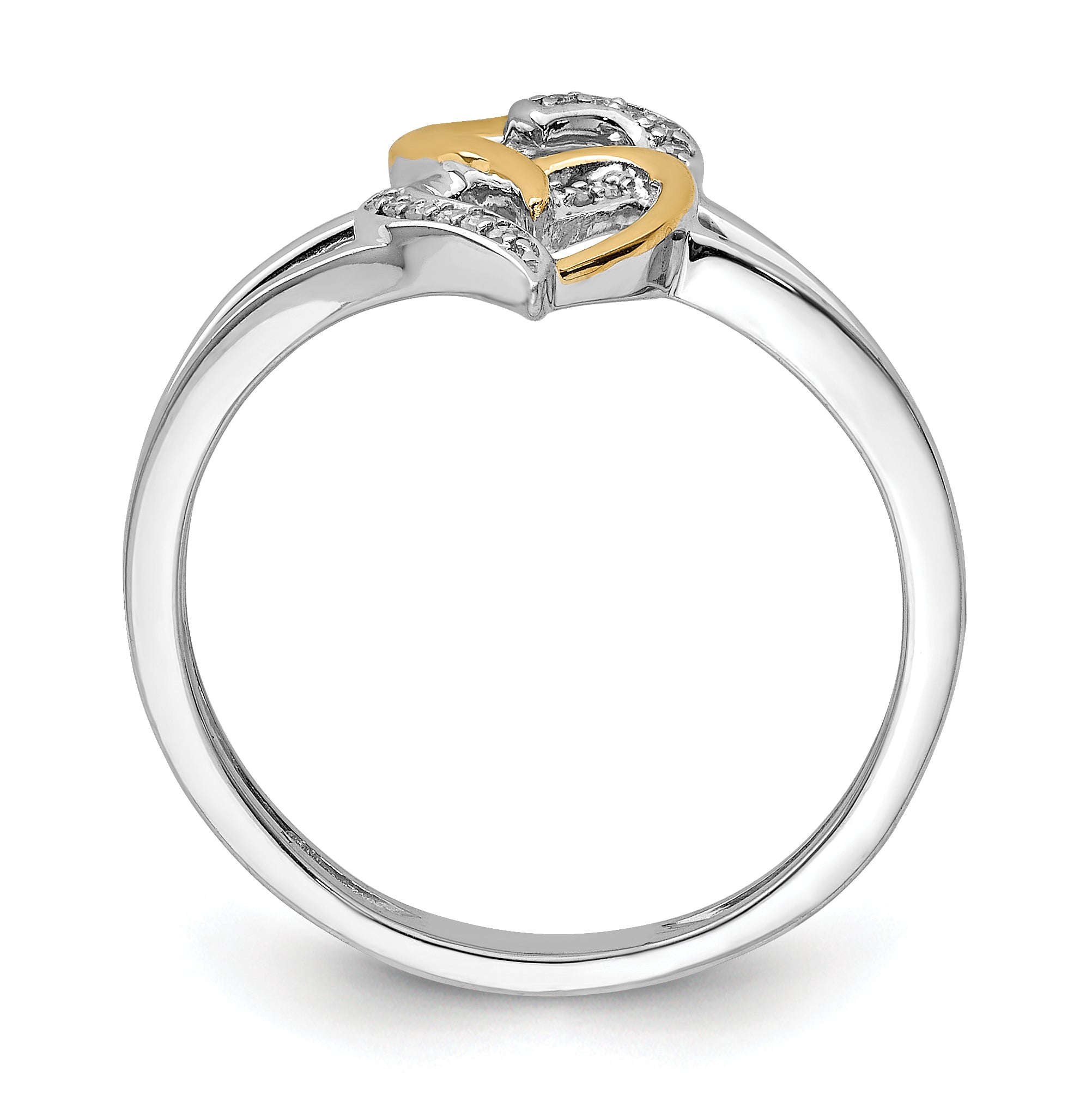 Sterling Silver Rhodium Plated with 14K Yellow Gold Diamond Heart Ring Secondary image