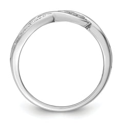 Sterling Silver Rhodium Plated Diamond Heart MOM Ring