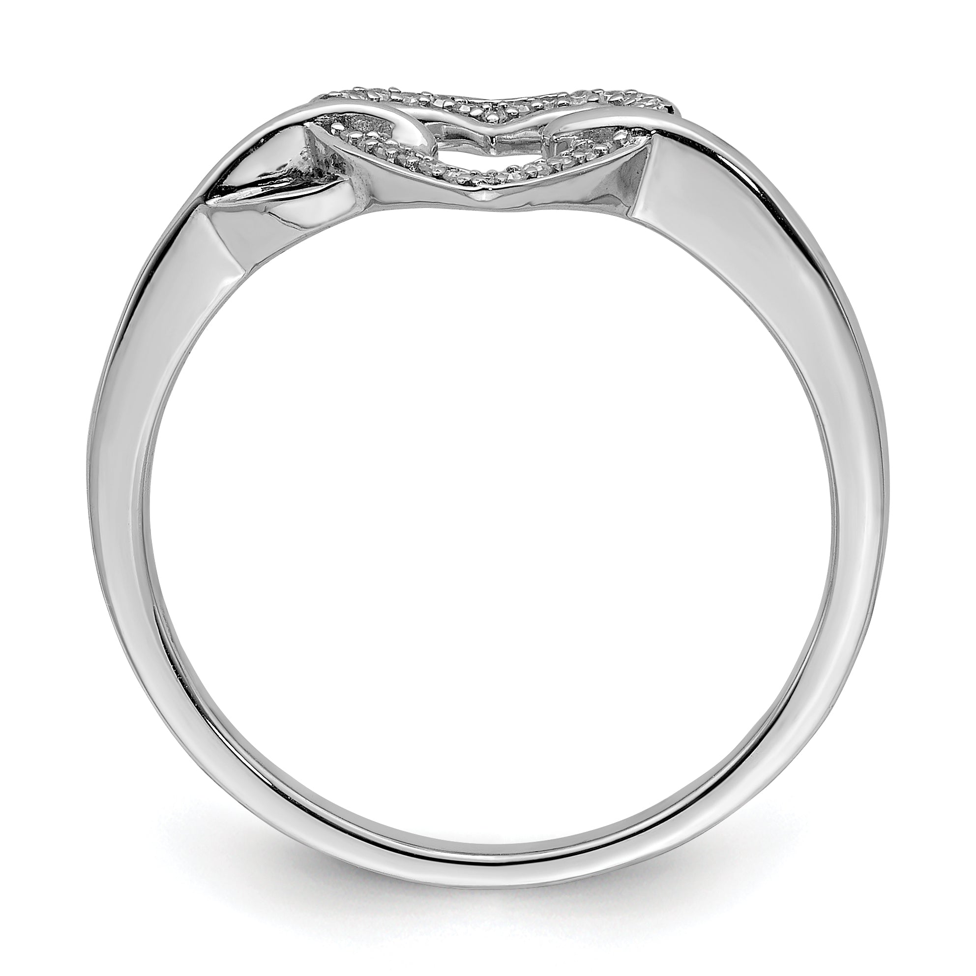 Sterling Silver Rhodium Plated Diamond Heart Ring Secondary image