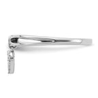 Sterling Silver Rhodium Plated Diamond Heart Dangle Ring