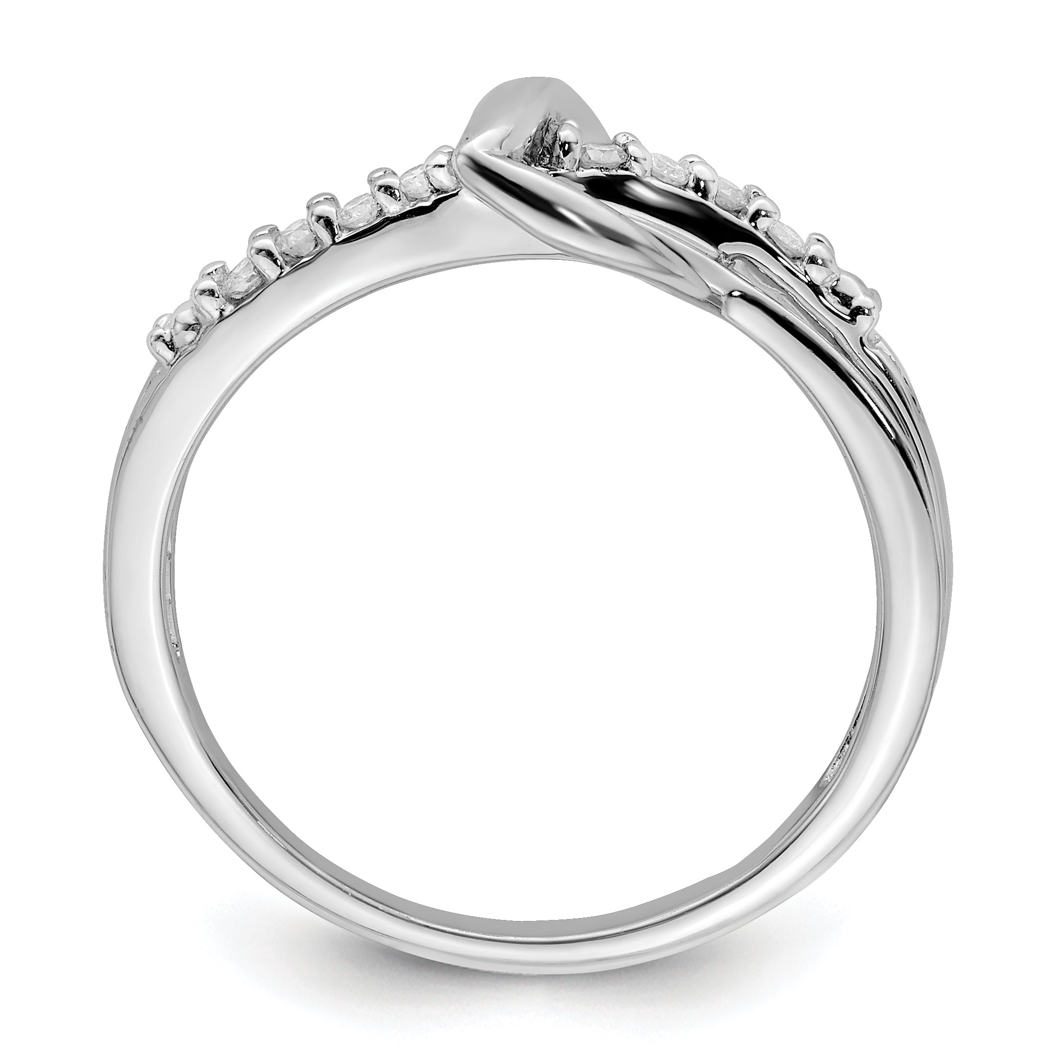 Sterling Silver Rhodium Plated Diamond Heart Ring Secondary image