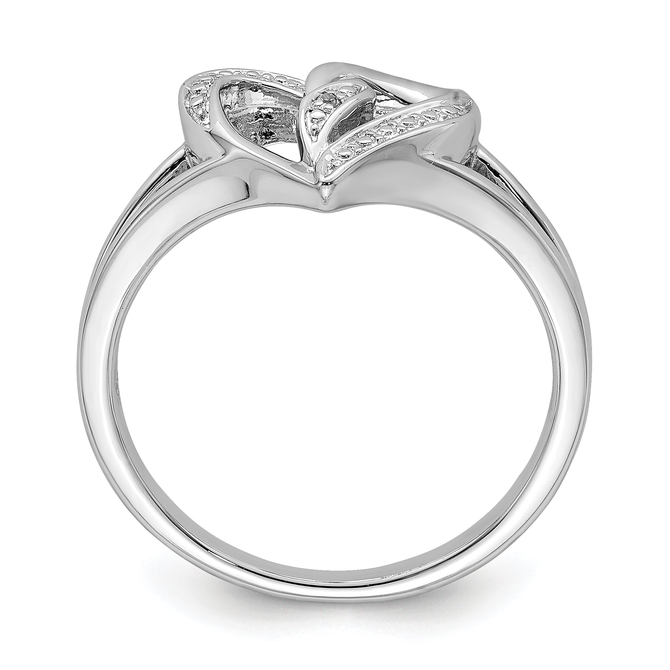 Sterling Silver Rhodium Plated Diamond Heart Ring Secondary image