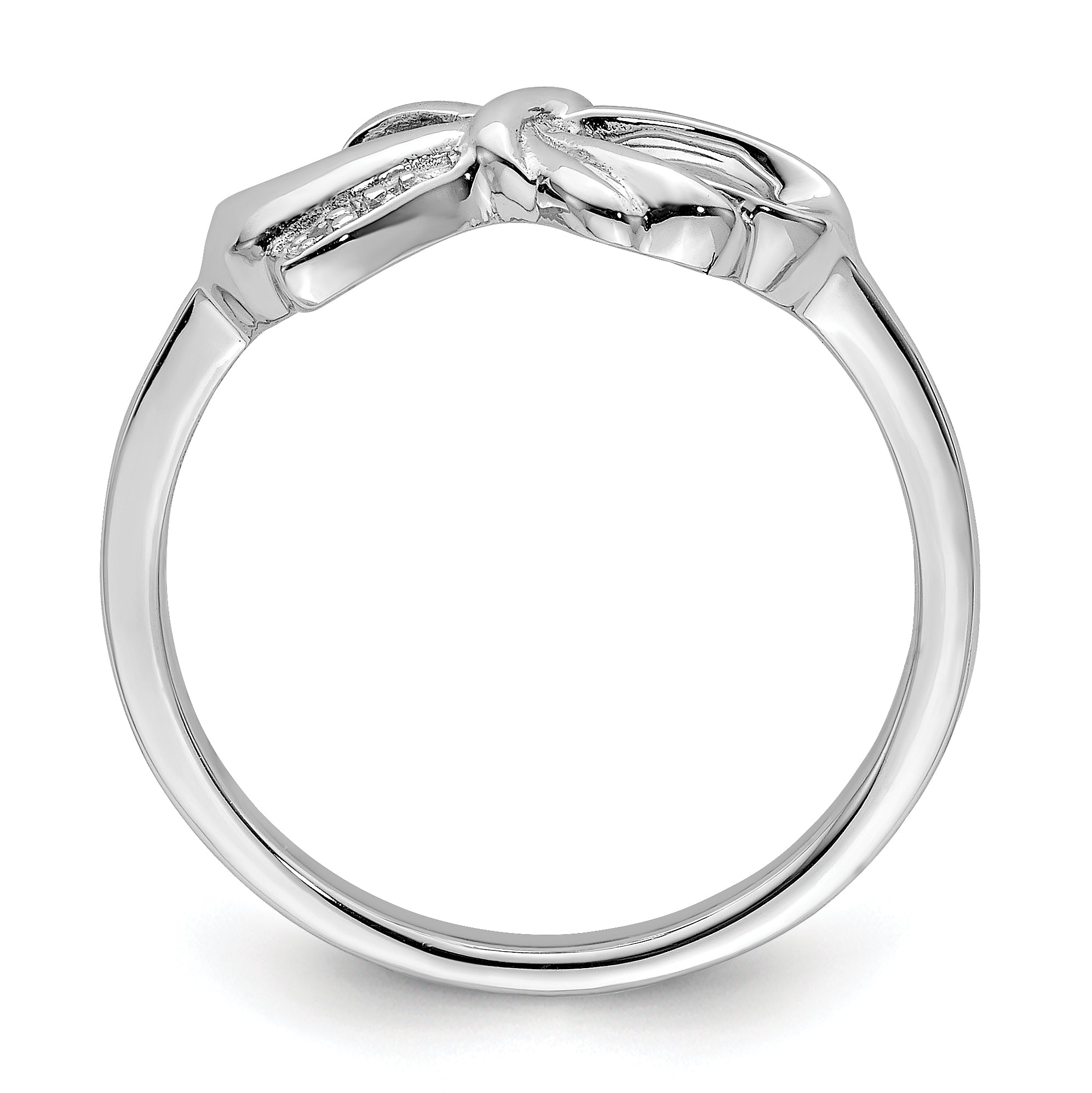Sterling Silver Rhodium Plated Diamond Bow Ring