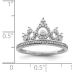Sterling Silver Rhodium Plated Diamond Crown Ring