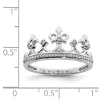 Sterling Silver Rhodium Plated Diamond Crown Ring