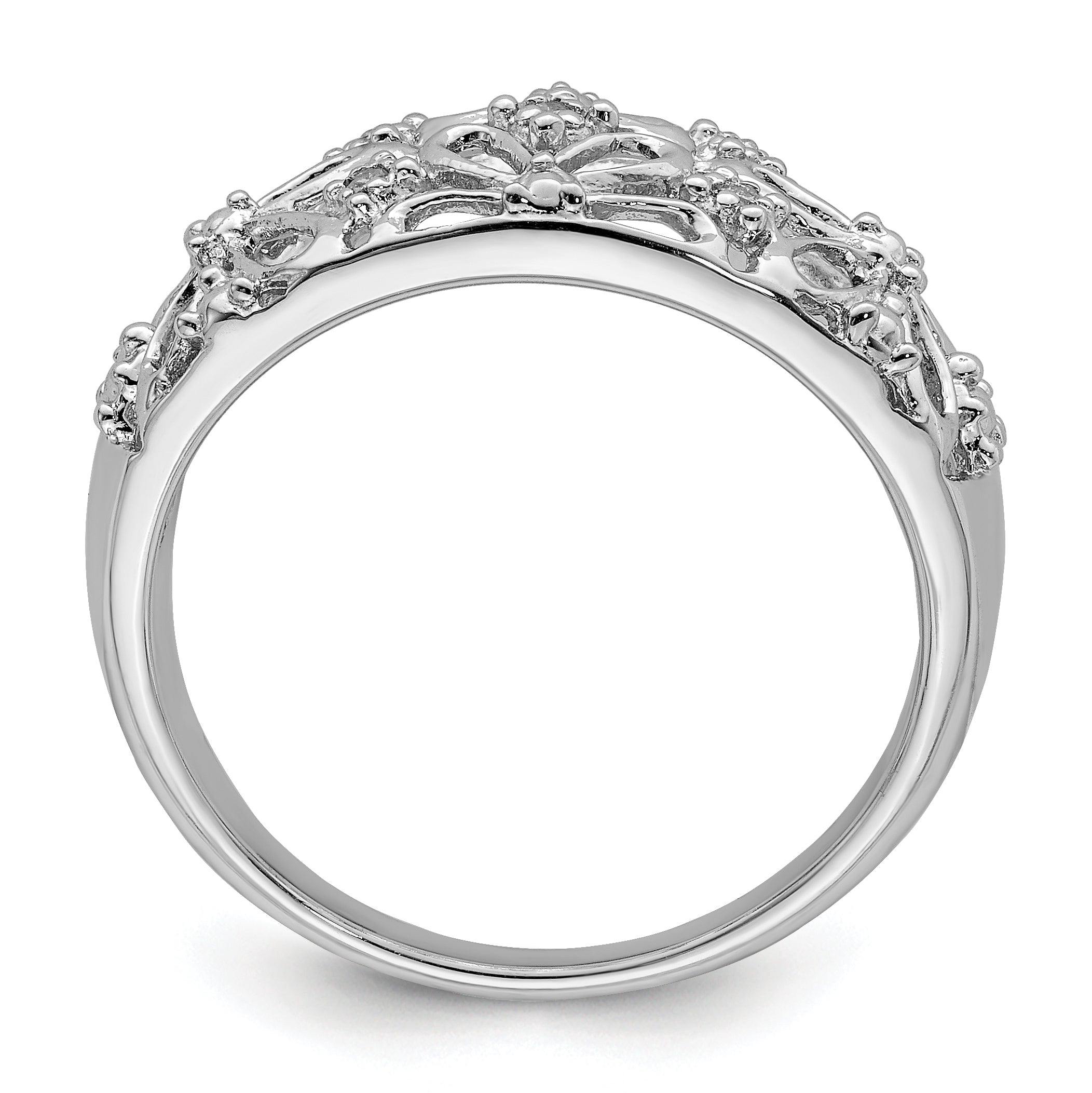 Sterling Silver Rhodium Plated Diamond Ring Secondary image
