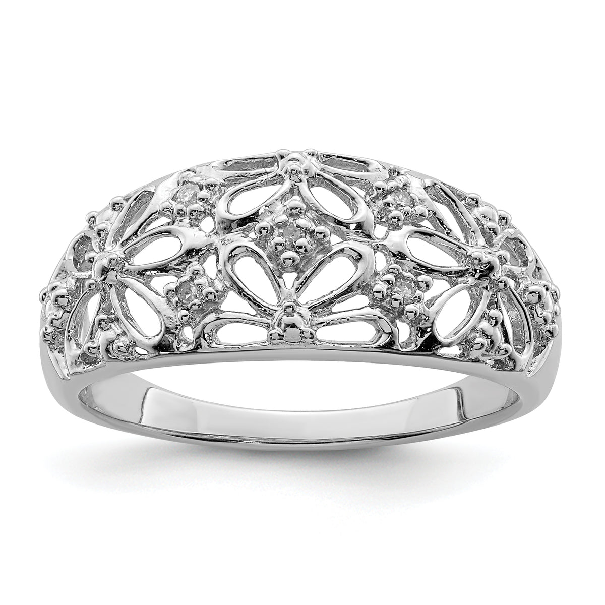 Sterling Silver Rhodium Plated Diamond Ring