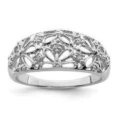 Sterling Silver Rhodium Plated Diamond Ring