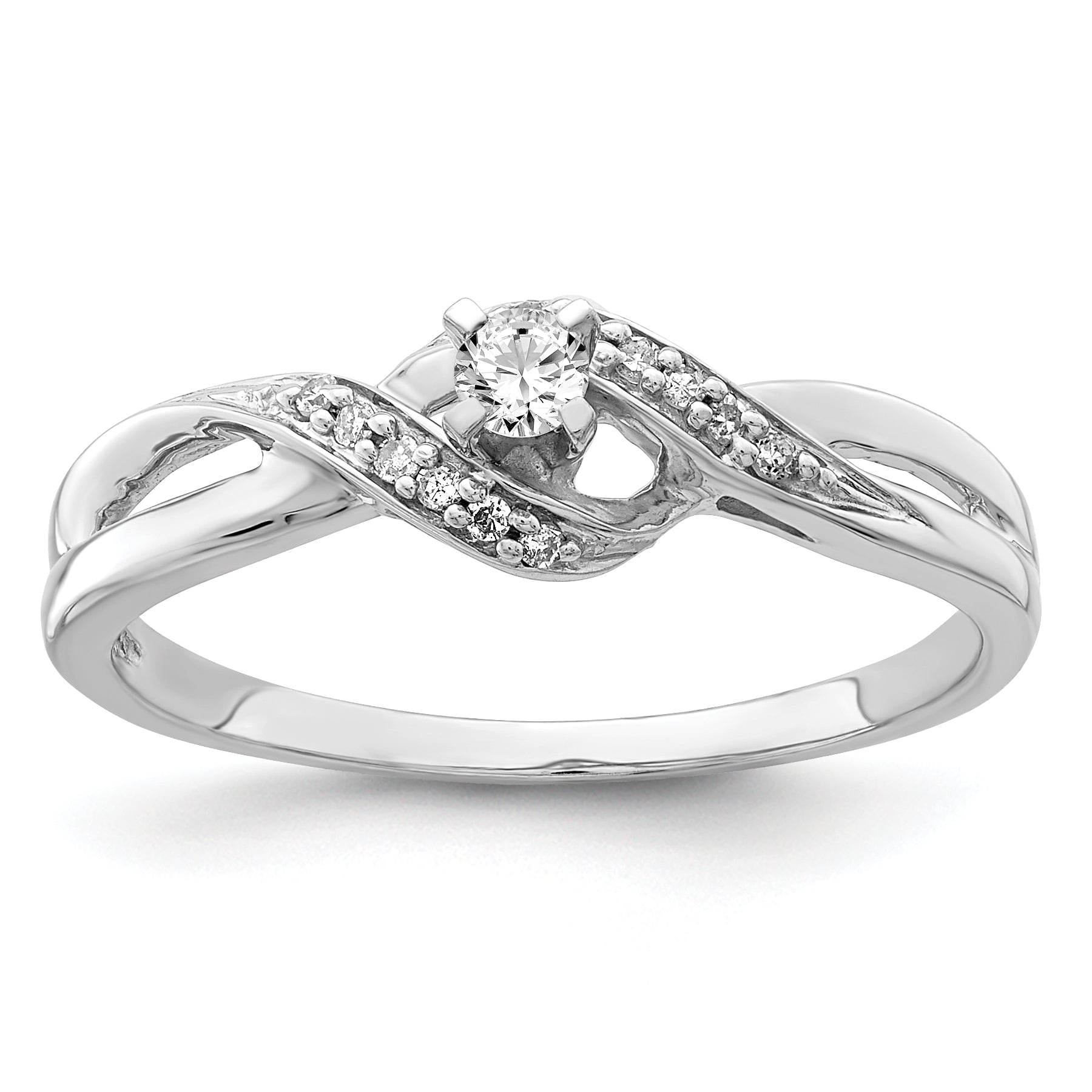 Sterling Silver Rhodium Plated Diamond Promise Ring Main image