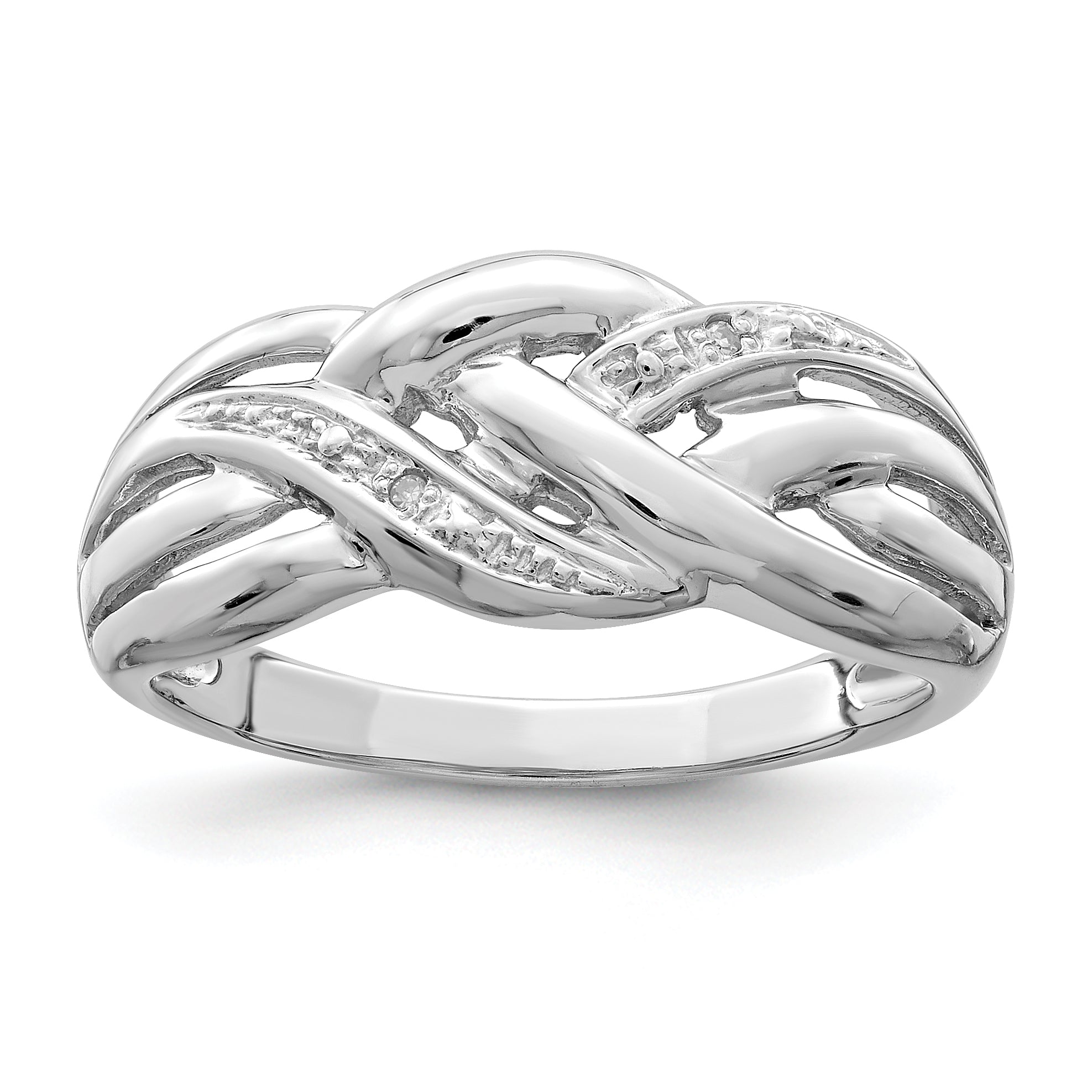 Sterling Silver Rhodium Plated Diamond Ring Main image