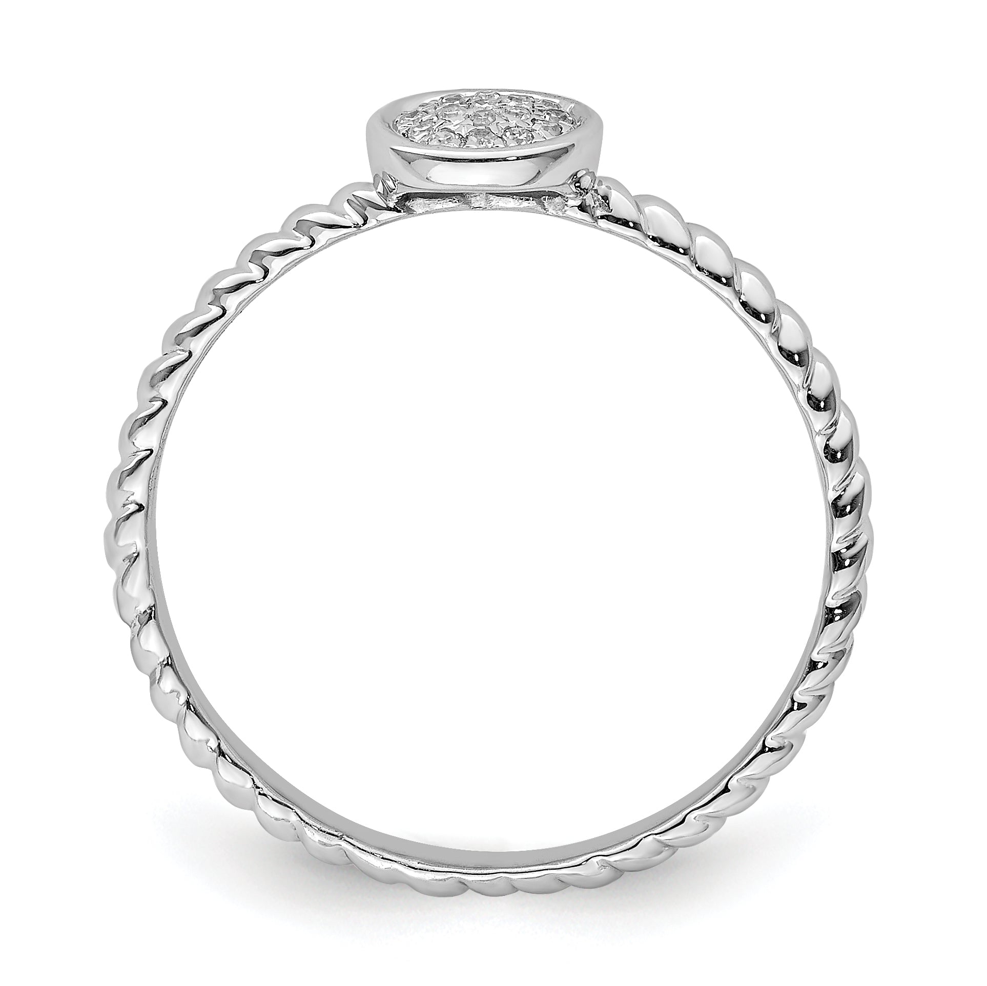 Sterling Silver Rhodium Plated White Diamond Stackable Ring Secondary image