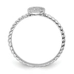 Sterling Silver Rhodium Plated White Diamond Stackable Ring