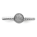 Sterling Silver Rhodium Plated White Diamond Stackable Ring
