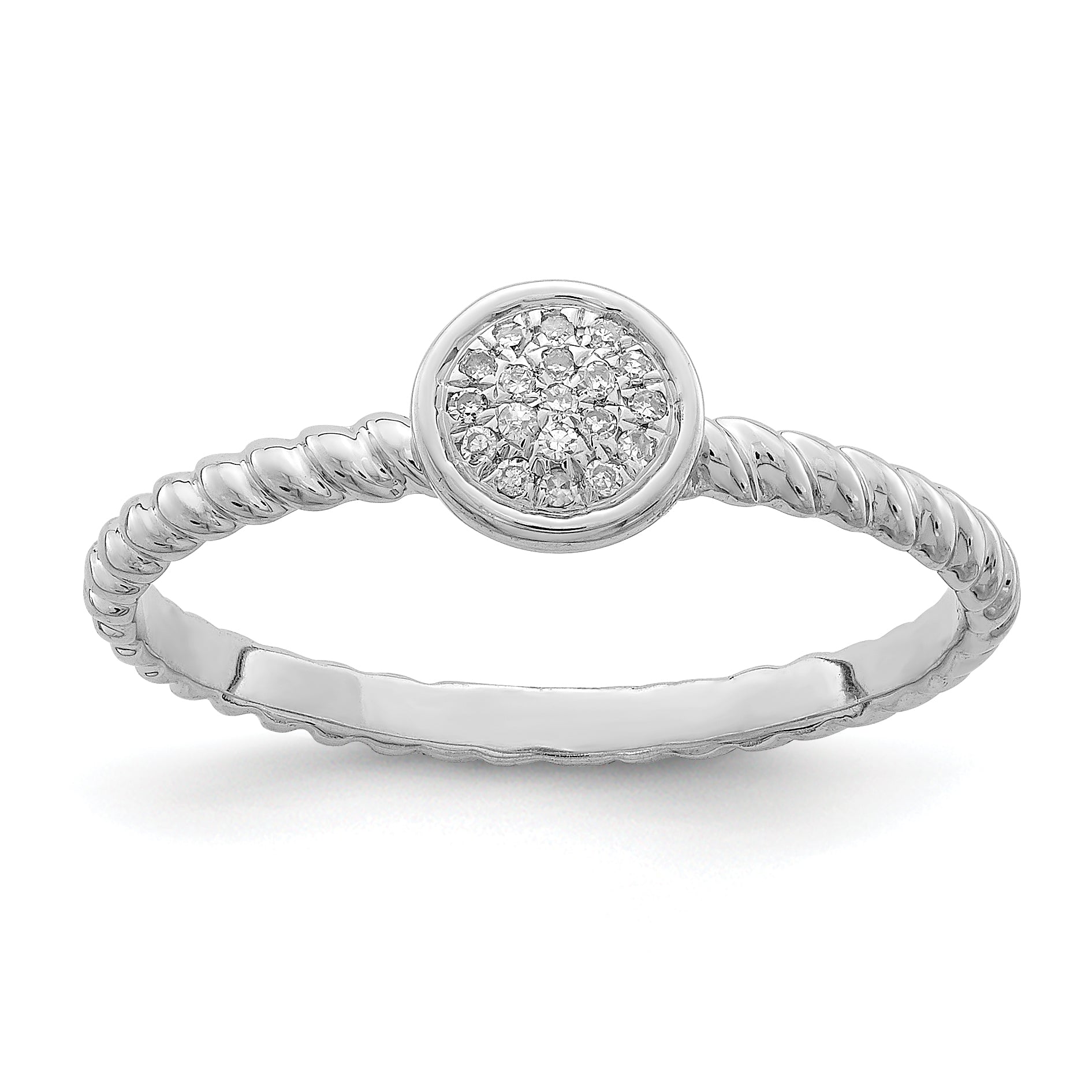 Sterling Silver Rhodium Plated White Diamond Stackable Ring Main image