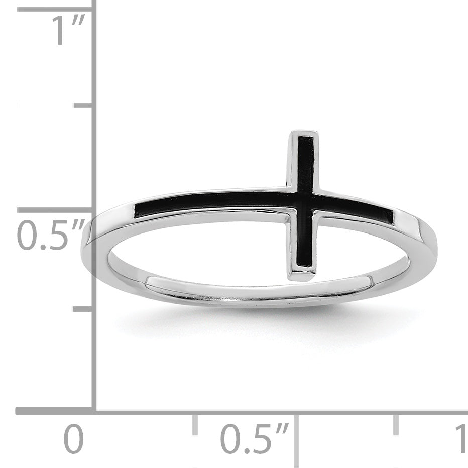 Sterling Silver Antiqued Sideways Cross Ring