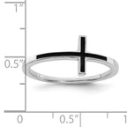Sterling Silver Antiqued Sideways Cross Ring