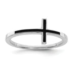 Sterling Silver Antiqued Sideways Cross Ring