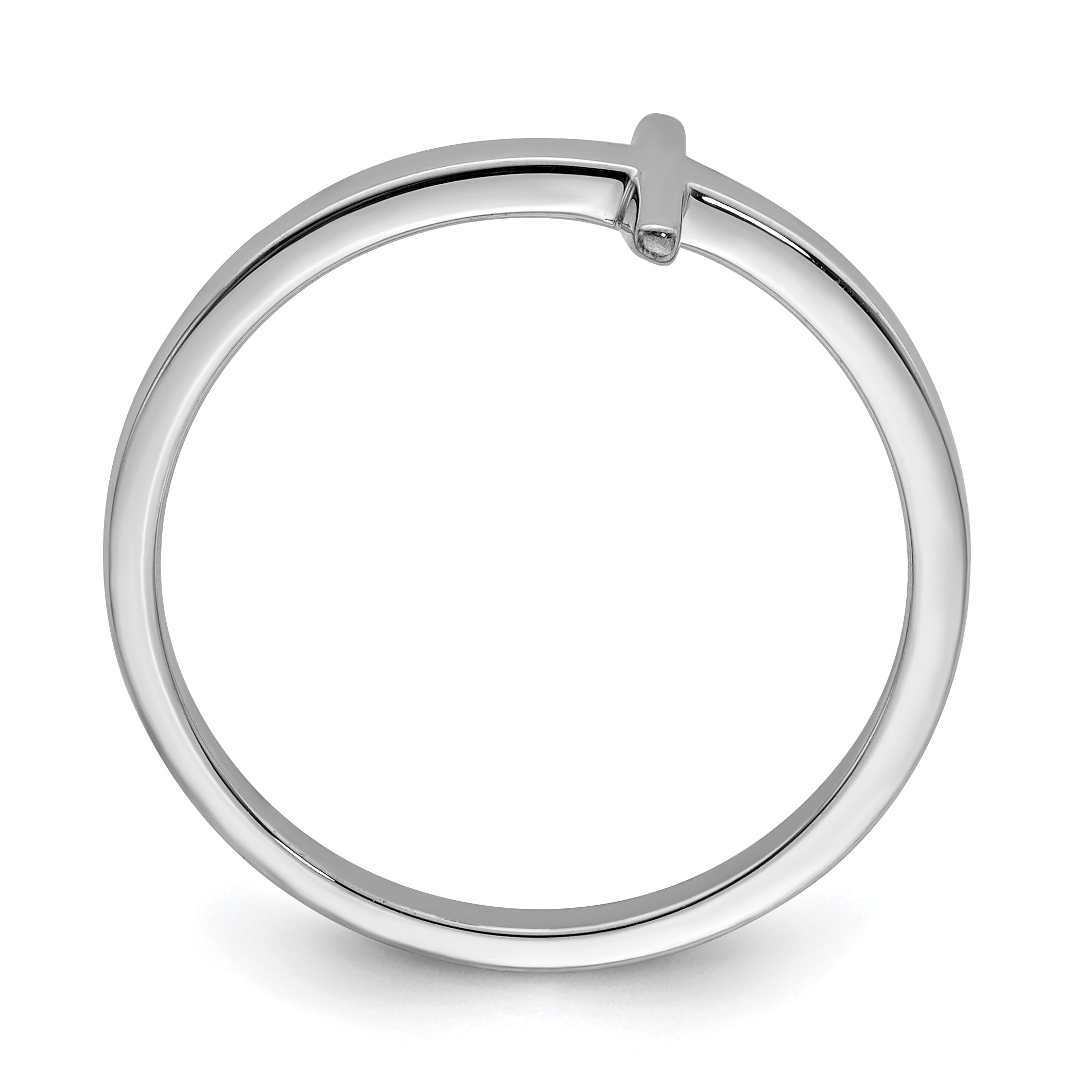 Sterling Silver Rhodium-plated Sideways Cross Ring