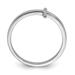 Sterling Silver Rhodium-plated Sideways Cross Ring