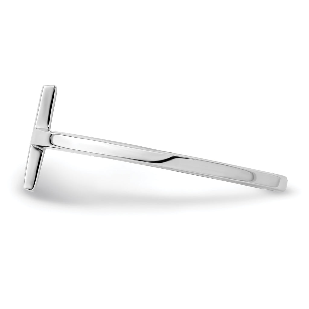 Sterling Silver Rhodium-Plated Sideways CroSterling Silver Ring