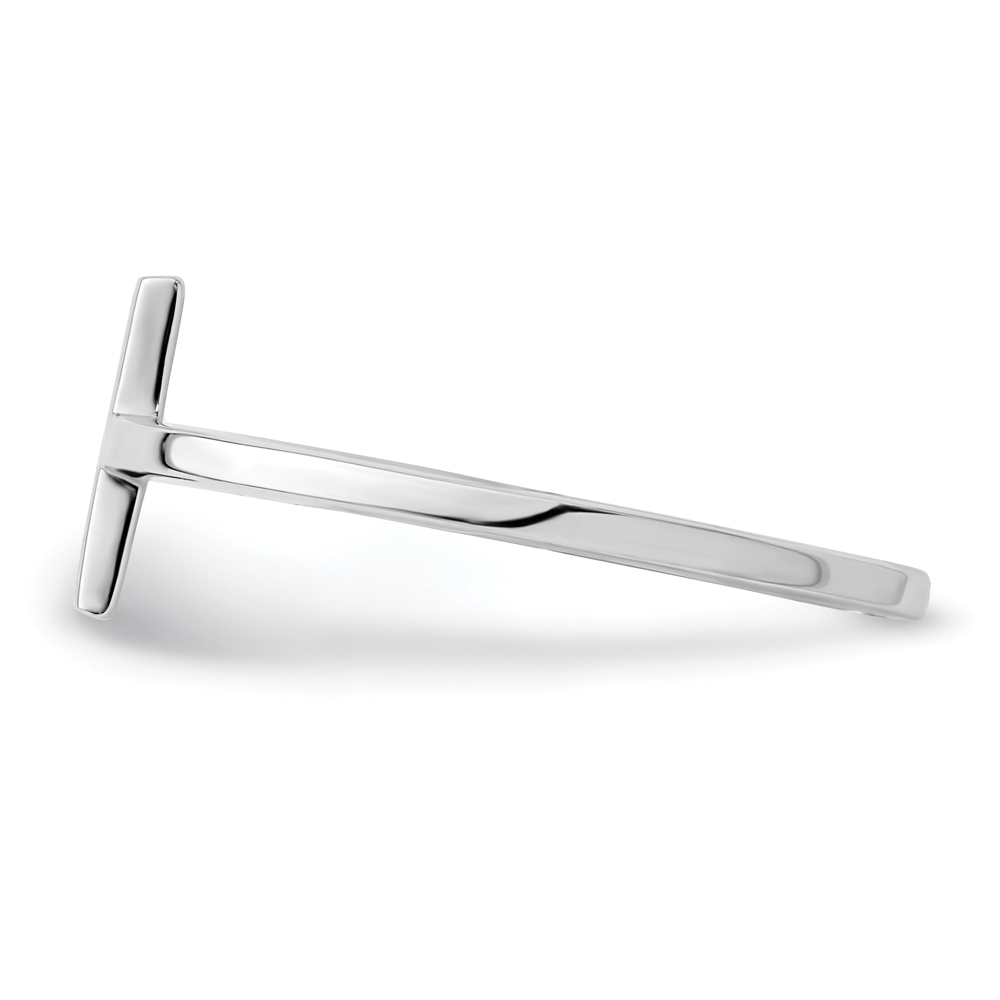 Sterling Silver Rhodium-Plated Sideways CroSterling Silver Ring