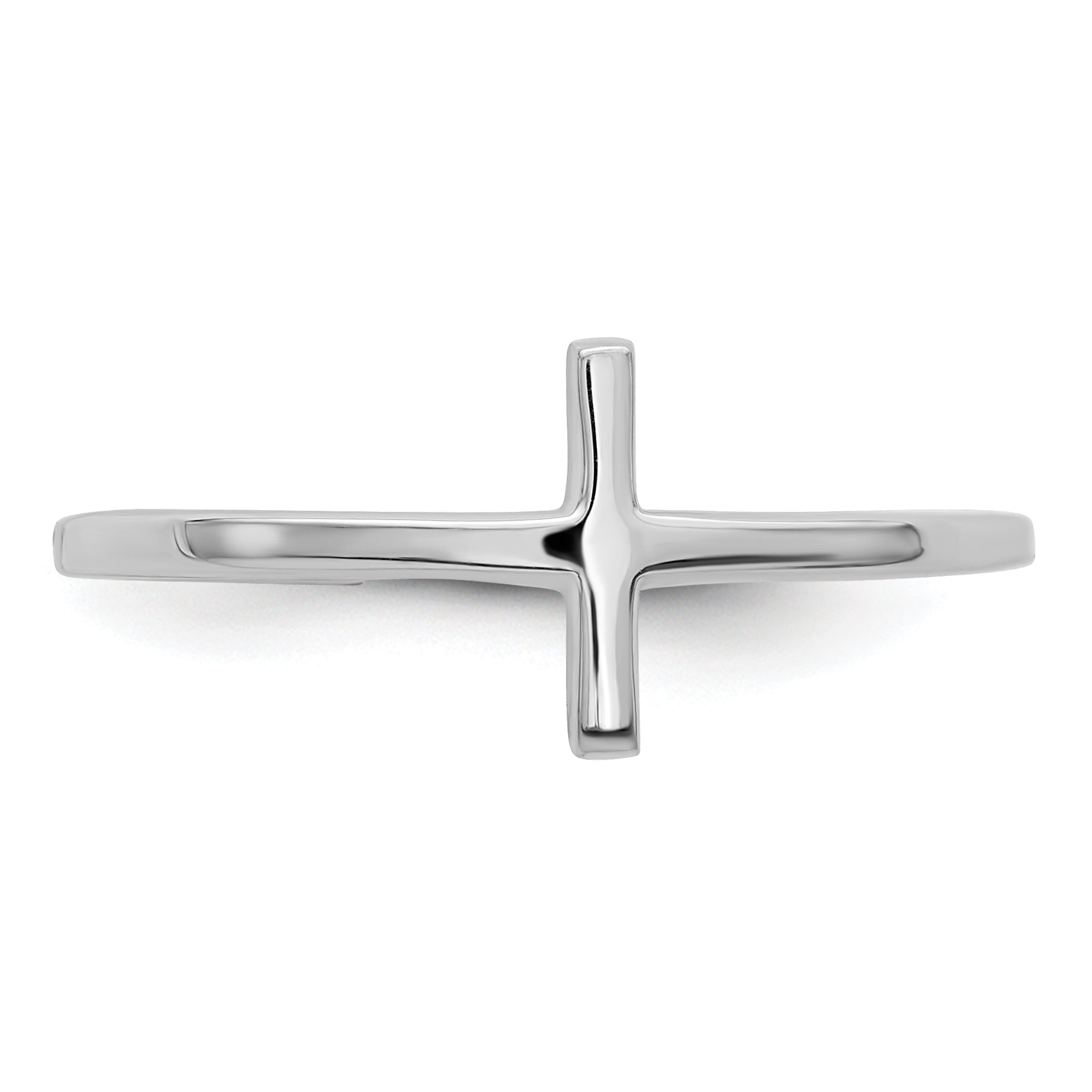 Sterling Silver Rhodium-Plated Sideways CroSterling Silver Ring
