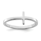 Sterling Silver Rhodium-Plated Sideways CroSterling Silver Ring