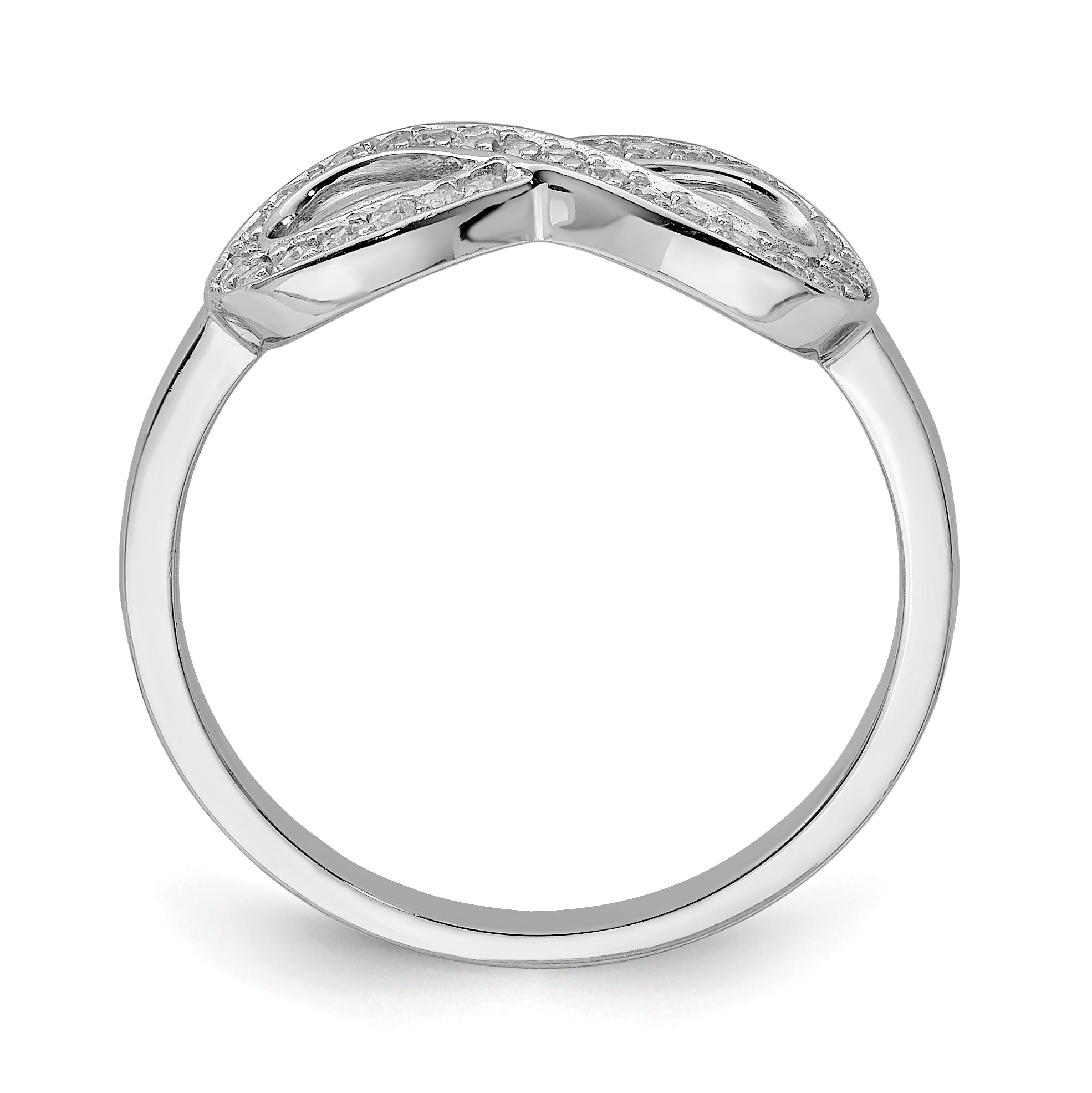 Sterling Silver Rhodium-plated CZ Infinity Ring Secondary image