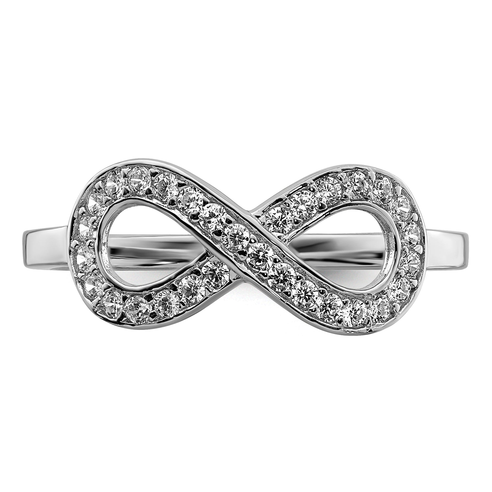 Sterling Silver Rhodium-plated with CZ Infinity Ring