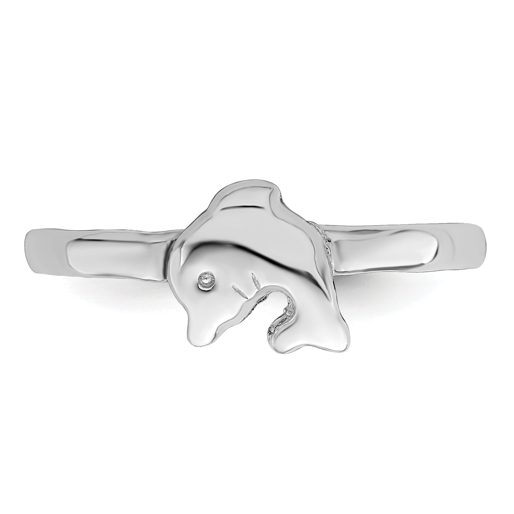 Sterling Silver Rhodium-plated Polished Dolphin Children's Ring