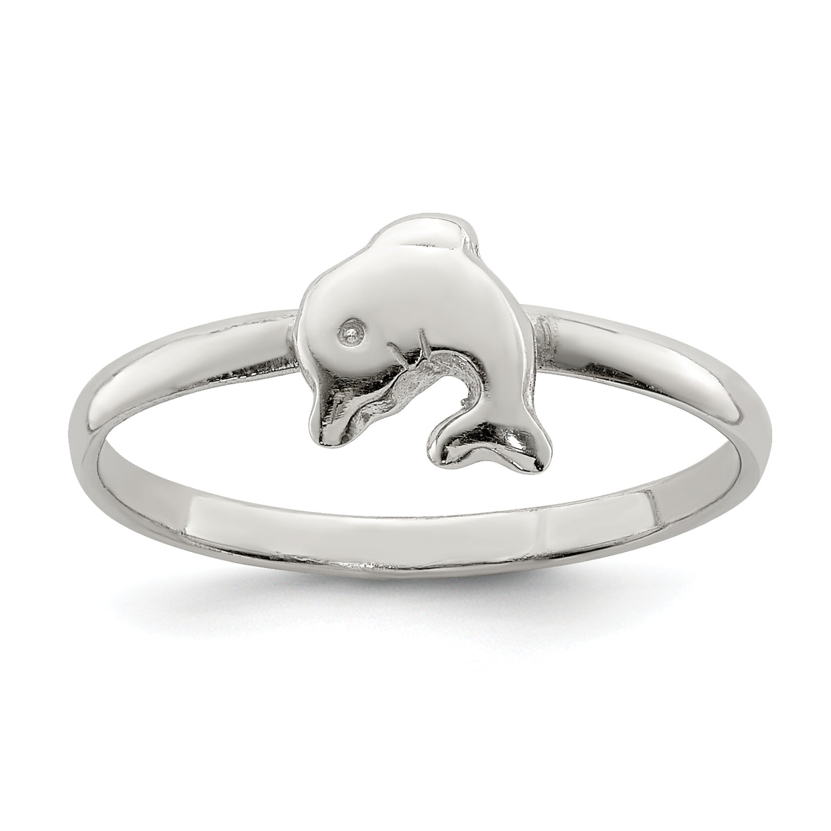 Sterling Silver Rhodium-plated Polished Dolphin Children's Ring
