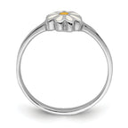 Sterling Silver RH-plated White & Yellow Enameled Daisy Children's Ring