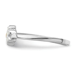 Sterling Silver RH-plated White & Yellow Enameled Daisy Children's Ring