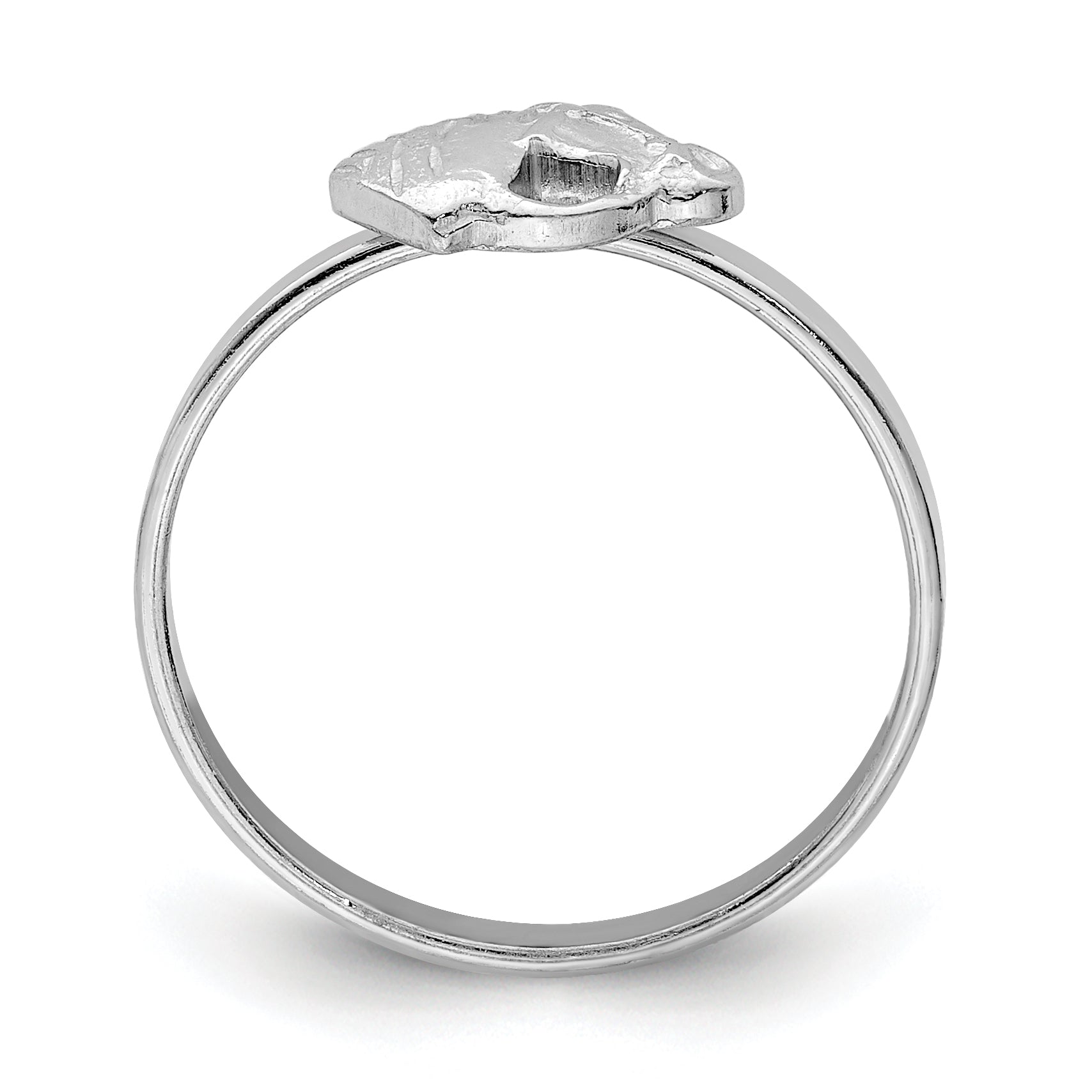 Sterling Silver Rhodium-plated Polished & Textured Horse Children's Ring