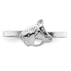 Sterling Silver Rhodium-plated Polished & Textured Horse Children's Ring