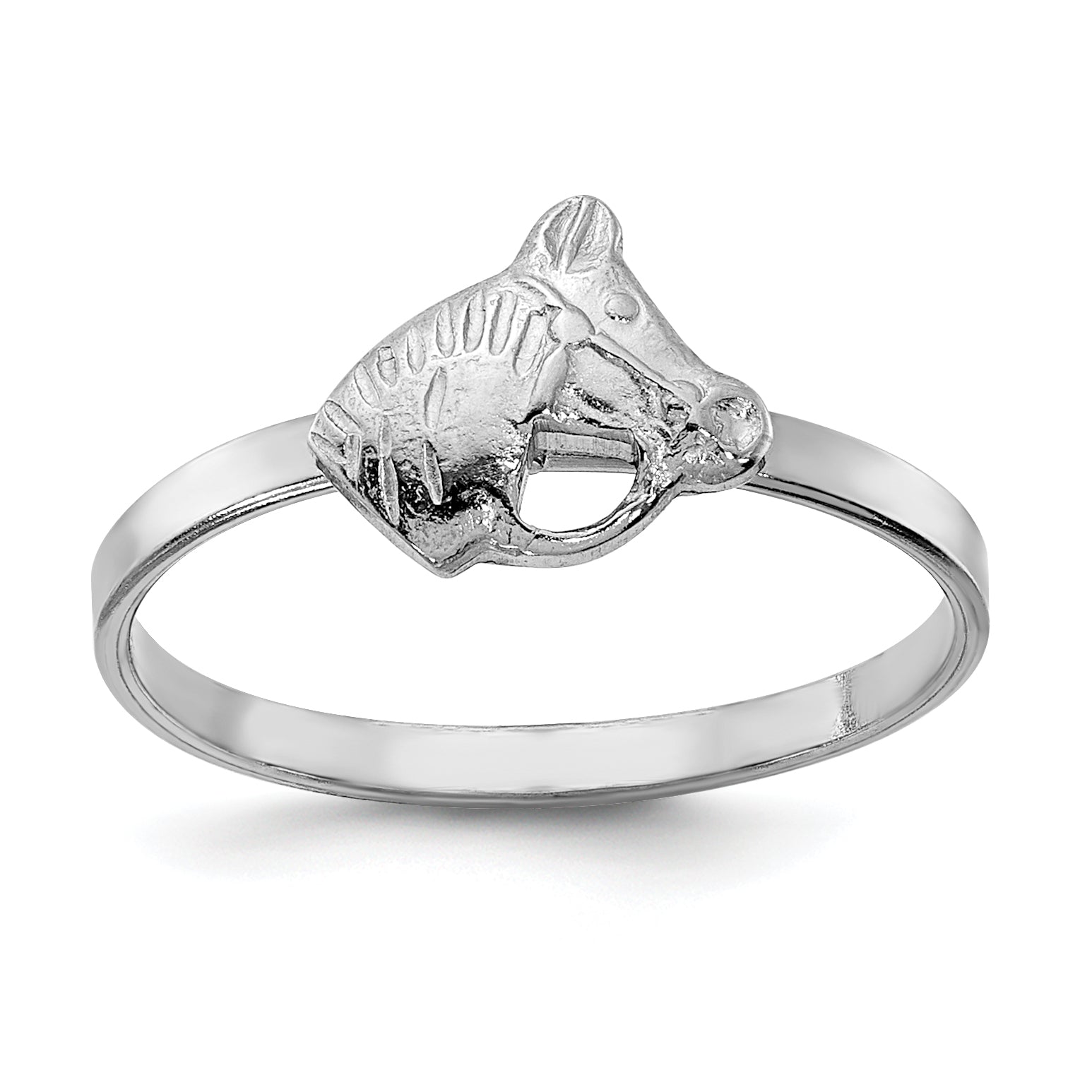 Sterling Silver Rhodium-plated Polished & Textured Horse Children's Ring Main image