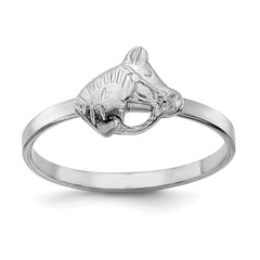 Sterling Silver Rhodium-plated Polished & Textured Horse Children's Ring