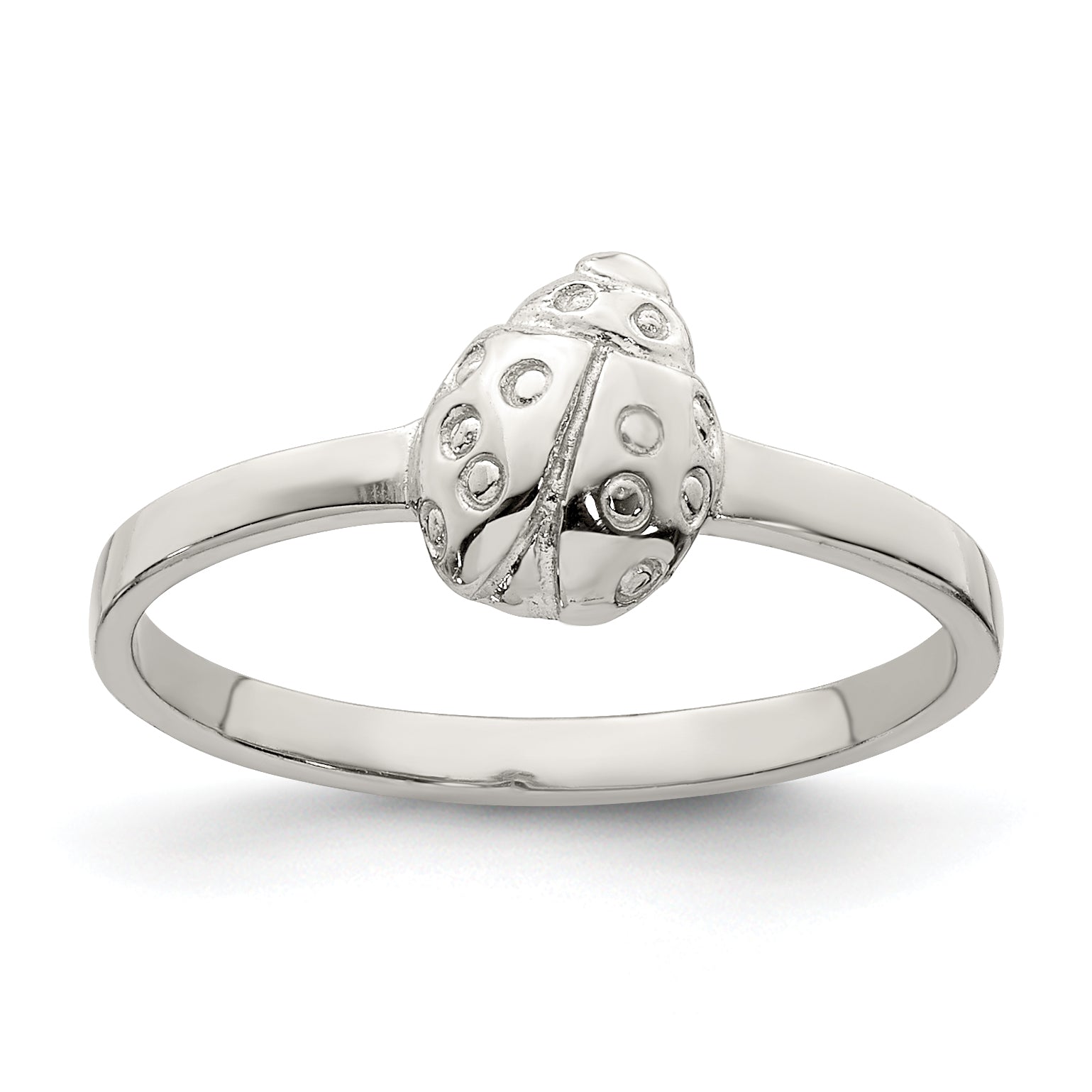 Sterling Silver Rhodium-plated Polished Ladybug Children's Ring Main image
