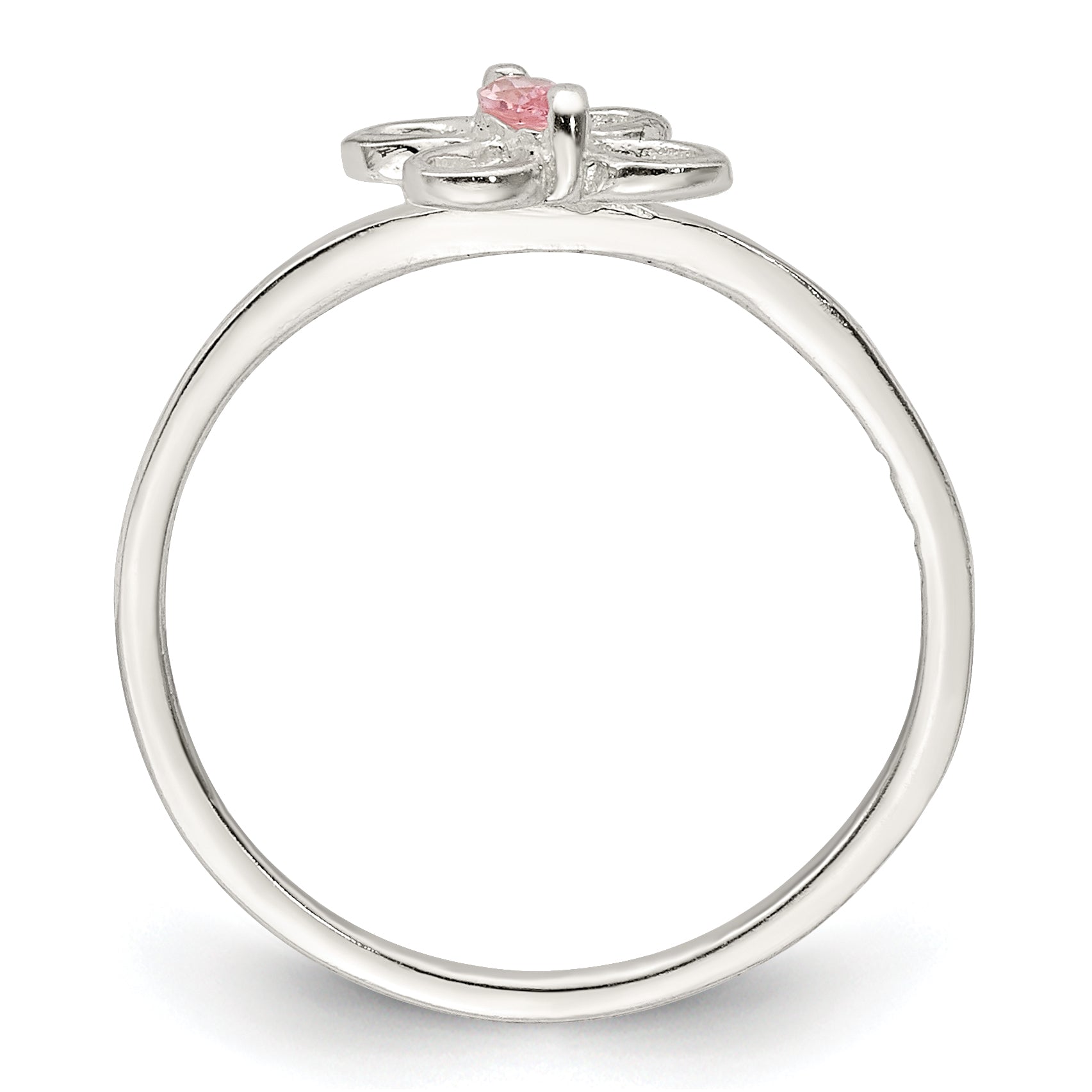 Sterling Silver Polished Pink CZ Butterfly Children's Ring Secondary image