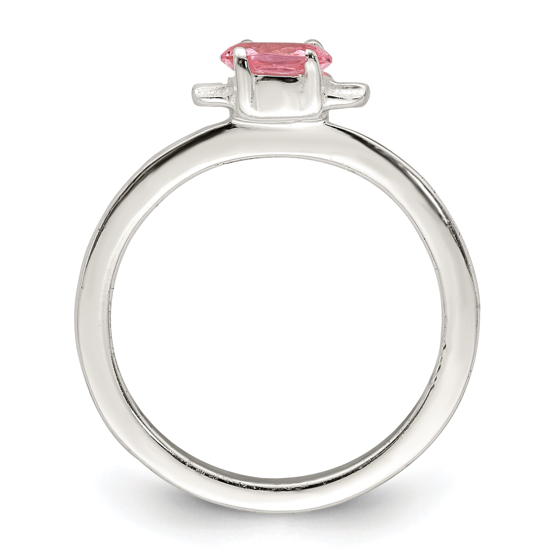 Sterling Silver Polished Pink CZ Candy Children's Ring Secondary image