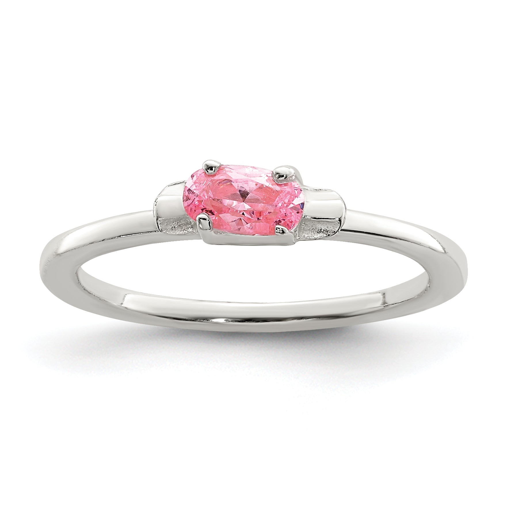 Sterling Silver Polished Pink CZ Candy Children's Ring Main image