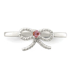 Sterling Silver Polished & Twisted Pink CZ Bow Children's Ring