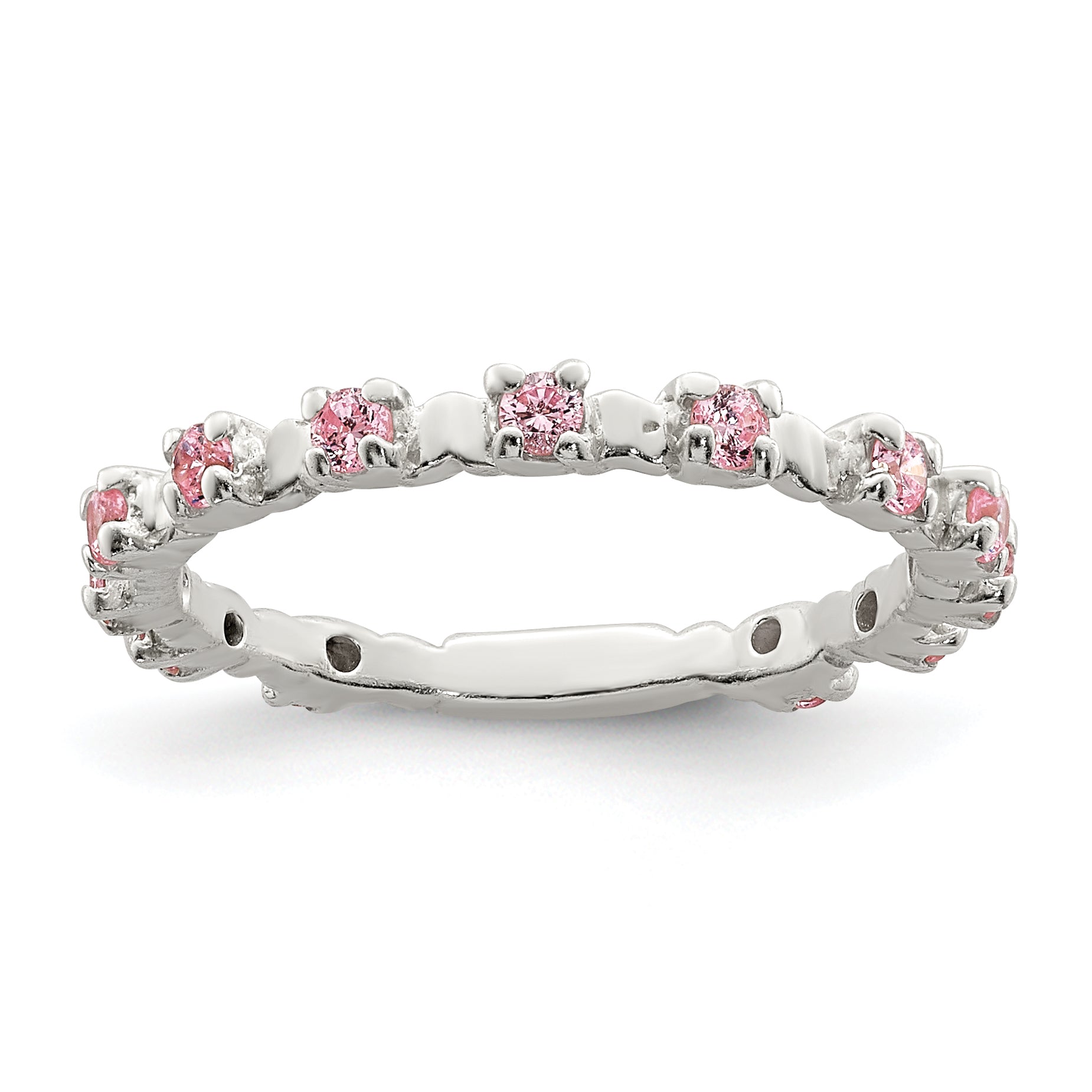 Sterling Silver Polished Pink CZ Children's Ring Main image