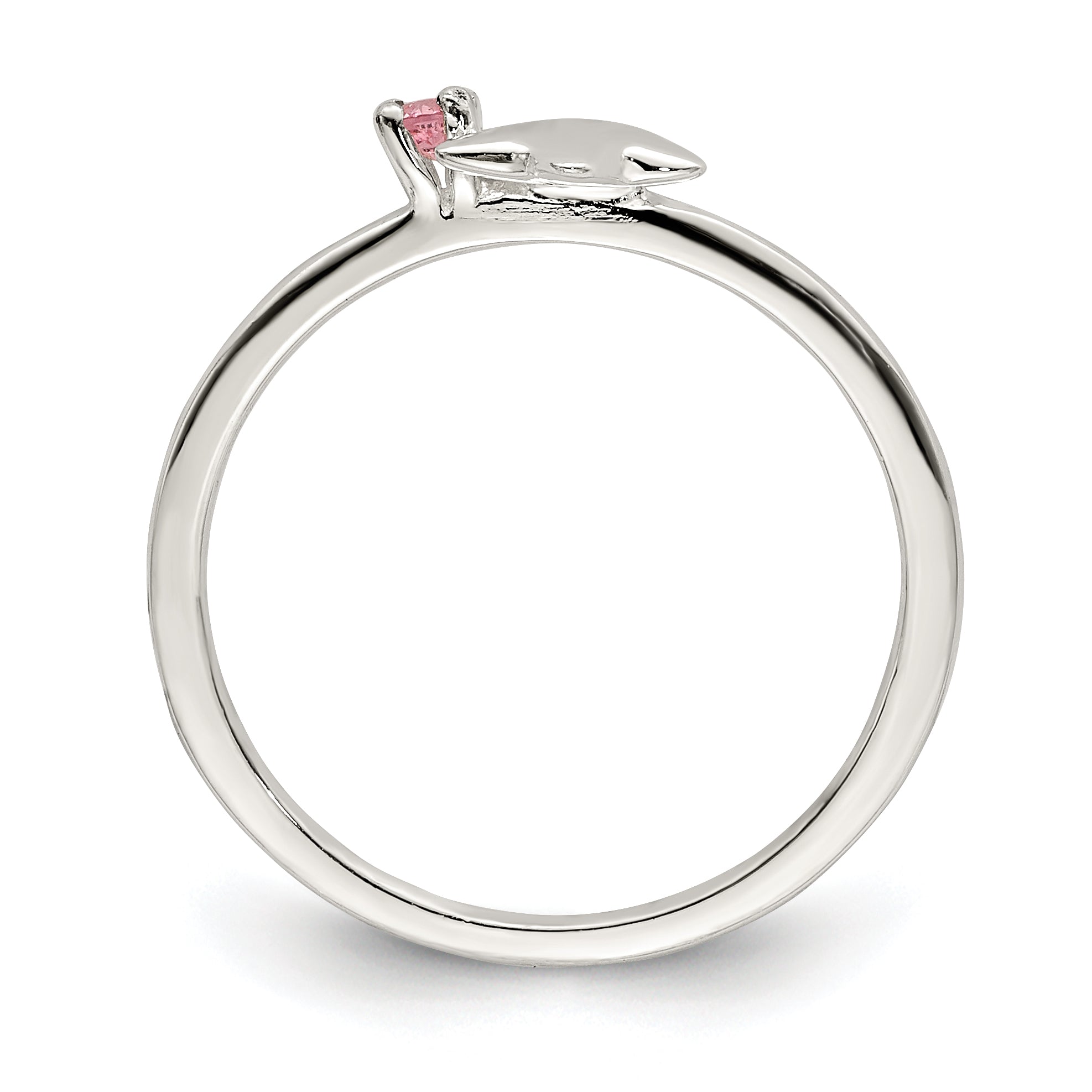 Sterling Silver Polished Pink CZ & Star Children's Ring Secondary image