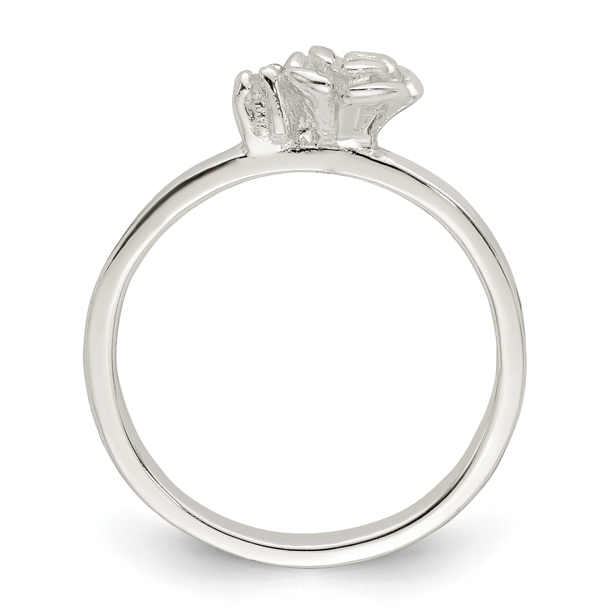 Sterling Silver Clear CZ Rose Kid's Ring Secondary image
