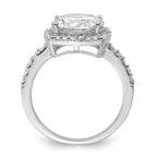 Sterling Silver Rhodium-plated Polished CZ Square Halo Ring
