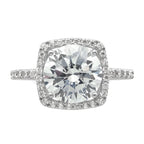 Sterling Silver Rhodium-plated Polished CZ Square Halo Ring