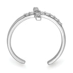Sterling Silver Rhodium-plated CZ Cross Toe Ring